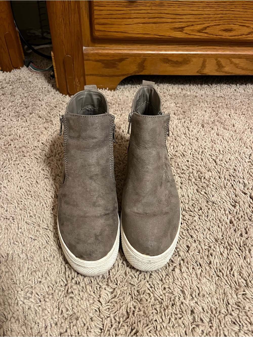 Taupe Suede Slip-On ankle Sneakers